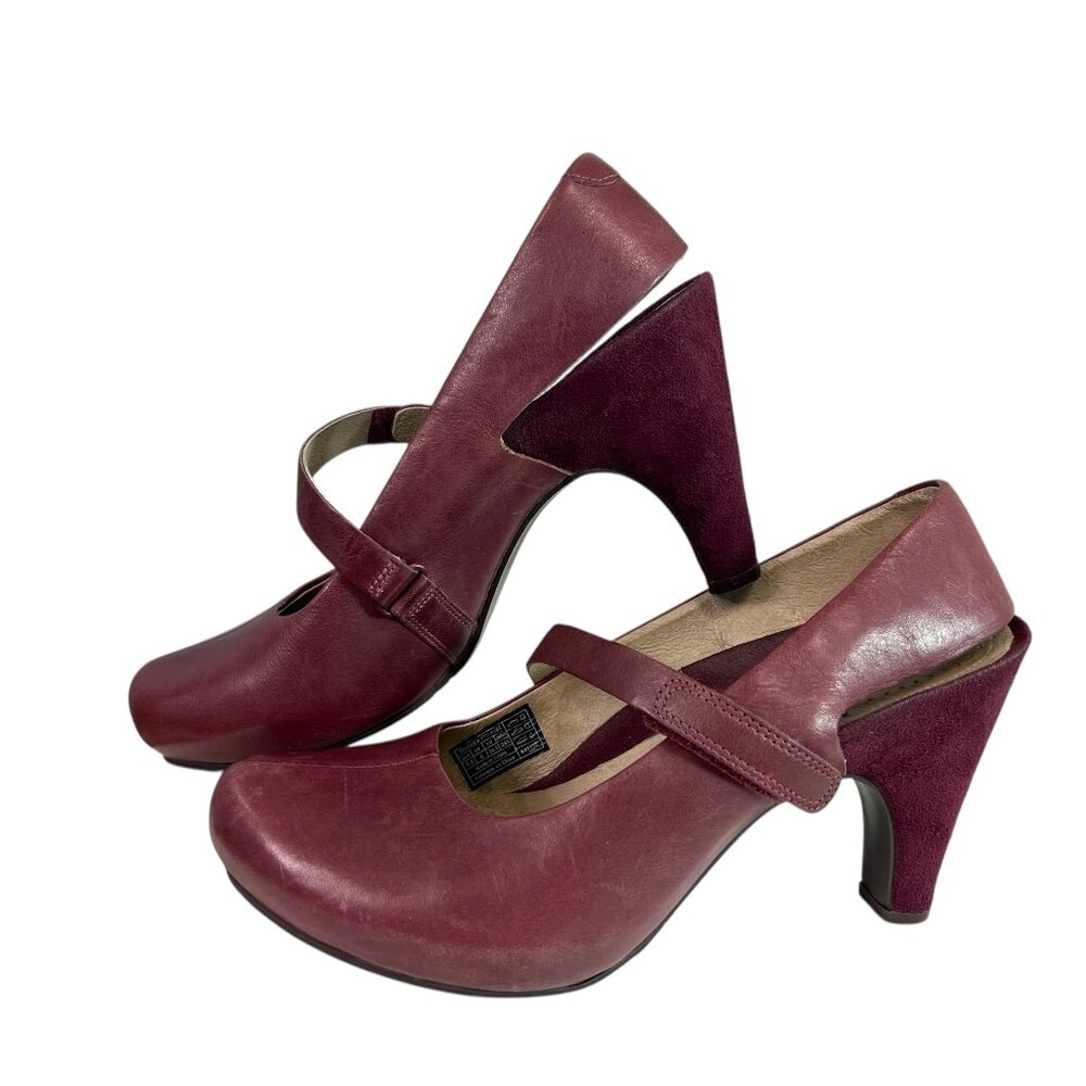 Tsubo Acrea Maroon Aubergine Leather Suede Slingback Pump Heels $169 Size 7.5
